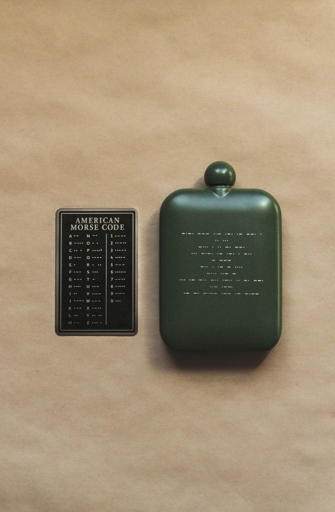 MORSE CODE WHISKEY FLASK CUSTOM MESSAGE