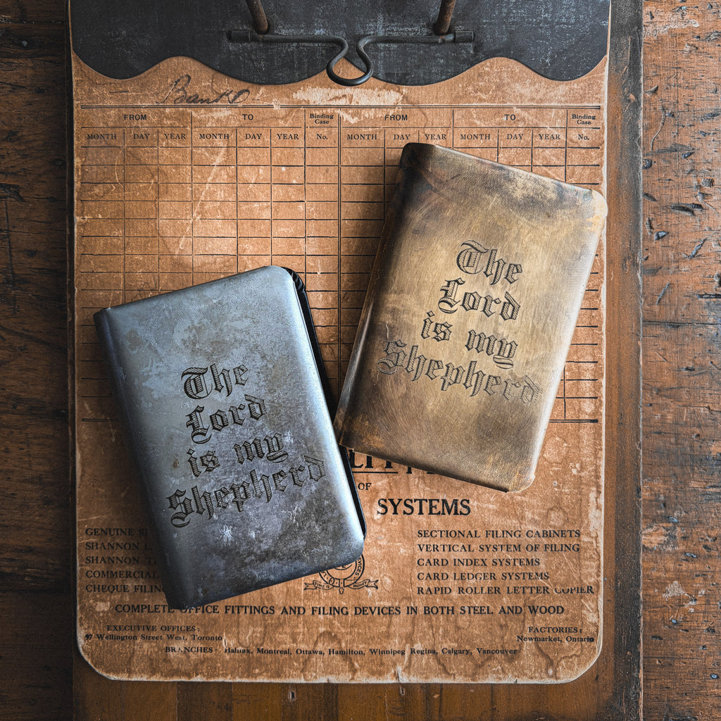 THE LORD IS MY SHEPHERD BRASS HEART SHIELD BIBLE