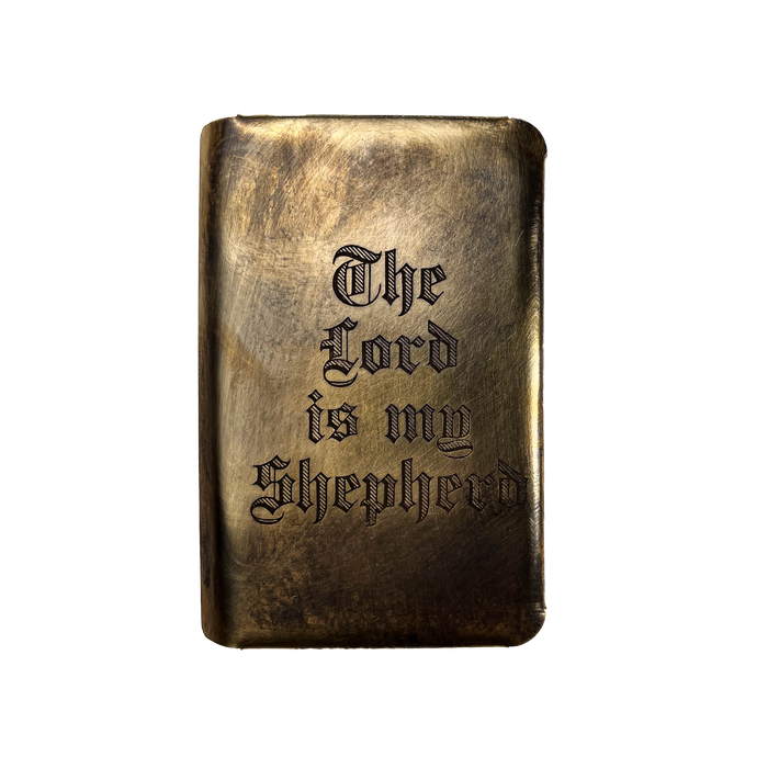 THE LORD IS MY SHEPHERD BRASS HEART SHIELD BIBLE